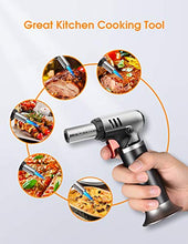 Load image into Gallery viewer, Butane Torch with Fuel Gauge,Homitt Refillable Cooking Torches with One-handed Operation &Safety Lock,Adjustable Flame,Fit All Butane Tanks Kitchen Culinary Butane Torch for Cooking,Baking,BBQ