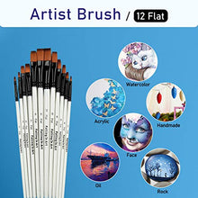 Load image into Gallery viewer, Falling in Art Paint Brushes Set, 12 PCS Nylon Professional Flat Paint Brushes for Watercolor, Oil Painting, Acrylic, Face Body Nail Art, Crafts, Rock Painting
