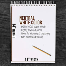 Load image into Gallery viewer, U.S. Art Supply 11" x 14" Premium Heavy-Weight Paper Spiral Bound Sketch Pad, 90 Pound (160gsm), Pad of 30-Sheets (Pack of 2 Pads)