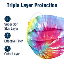 Load image into Gallery viewer, WeCare Disposable Face Mask Individually Wrapped - 50 Pack, Tie Dye Masks 3 Ply