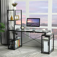 Load image into Gallery viewer, Sedeta Computer Desk with Drawing Table, 64" Large Desk with Shelves for Home Office, Art Table Drafting Desk with Storage, Art Craft Workstation with Bookshelf, Drafting Tables for Artists,Black