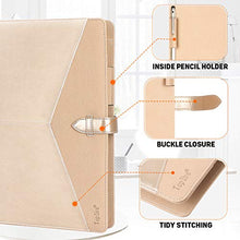 Load image into Gallery viewer, Toplive Padfolio 3 Ring Binder (1'' Round Ring) Business Portfolio Folder for Interview, Conference and Presentation, Gold