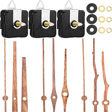 Load image into Gallery viewer, 3 Pieces Quartz Clock Movement with 3 Types of Walnut Wood Clock Hands Clock Movement Replacement Kit Suitable for Clock (14 Inch)