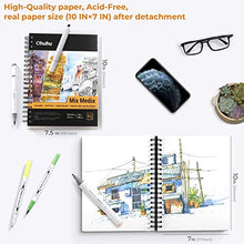 Load image into Gallery viewer, Mix Media Pad, Ohuhu 10"×7.6" Mixed Media Art Sketchbook, 120 LB/200 GSM Heavyweight Papers 62 Sheets/124 Pages, Spiral Bound Mixed Media Paper Pad for Acrylic, Watercolor, Painting