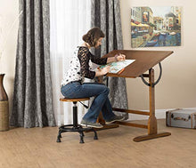Load image into Gallery viewer, Vintage Rustic Oak Drafting Table, Top Adjustable Drafting Table Craft Table Drawing Desk Hobby Table Writing Desk Studio Desk, 42''W x 30''D