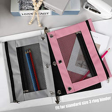 Load image into Gallery viewer, LABUK Pencil Pouch 3 Ring Binder, 3 Pack 3 Color Zipper Pencil Pouch Pencil Case Bag with Double Pocket