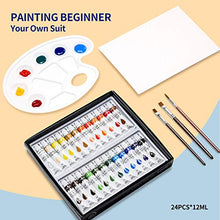 Load image into Gallery viewer, TOPELEK 29pcs Acrylic Paint Set, 24 Colors, 3 Paintbrushes, 1 Palette, 1 Canvas,Perfect for Canvas, Wood, Ceramic, Fabric etc, Good Blending & Rich Pigments for Beginner, Professional, Students