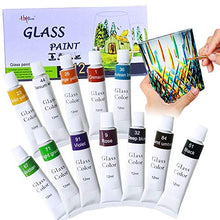 Load image into Gallery viewer, Happlee Stained Glass Paint 12 Colors Non Toxic Porcelain Paint for Glass Painting Permanent Acrylic Enamel Paint Transparent Glass Paint Set Translucent Glass Kit for Wine glass Window Ceramic, 0.41 fl.oz