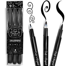 Load image into Gallery viewer, Calligraphy Pens Pack of 3 Small, Medium and Large for Hand Lettering, Art Drawing, Sketching, Scrapbooking - Beginner Kit with Fadeproof Black Ink