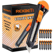 Load image into Gallery viewer, REXBETI 12-Pack Utility Knife, Retractable Box Cutter for Cartons, Cardboard and Boxes, 18mm Wider Razor Sharp Blade, Smooth Mechanism, Perfect for Office and Home use