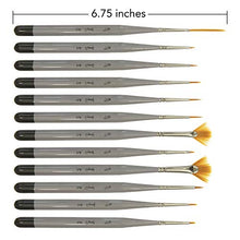 Load image into Gallery viewer, Jerry Q Art 12 Pc Miniature Paint Brushes, Golden Synthetic Hair, High Performance for All Media JQ-1501