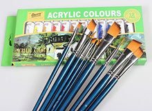 Load image into Gallery viewer, Artist Paint Brushes - A - Golden Nylon, Long Handle, Angular Paint Brush Set - Ideal for Acrylic Painting and Oil Painting, and Equally Useful for Watercolor Painting and Gouache Color Painting.