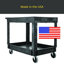 Load image into Gallery viewer, Rubbermaid Commercial Service/Utility Cart, Two-Shelf, 300 lb capactiy, Black (FG9T6600BLA)