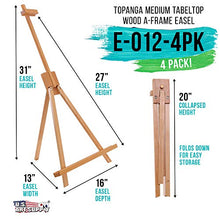 Load image into Gallery viewer, U.S. Art Supply Topanga 31" High Tabletop Wood Folding A-Frame Artist Studio Easel (Pack of 4) - Adjustable Beechwood Tripod Display Stand, Holds Up To 27" Canvas - Portable Table Desktop Holder
