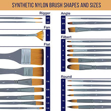 Load image into Gallery viewer, U.S. Art Supply 24-Piece Artist Paint Brush Set - Professional All-Purpose Taklon Synthetic Brushes, Filbert, Round, Flat Bristles - Painting Portraits, Canvas, Paper, Wood - Watercolor, Acrylic, Oil