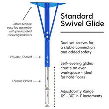 Load image into Gallery viewer, FDP Half Moon Activity School and Office Table (36 x 72 inch), Standard Legs with Swivel Glides for Collaborative Seating Environments, Adjustable Height 19-30 inches - Gray Top and Blue Edge