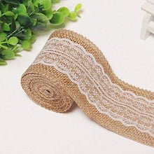 Load image into Gallery viewer, Jute Burlap Rolls Ribbon with White Lace Idea for Burlap Bows Burlap Wreaths Crafts and Rustic Decor