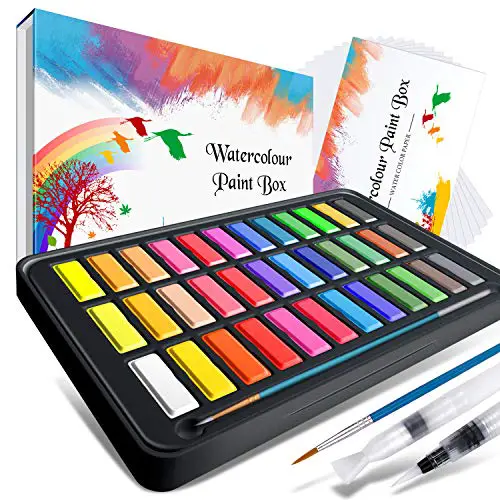 Emooqi Watercolor Paint Set, Watercolour Paint Box with 36 Colors Pigment,2  Hook Line Pen,2 Water Br…See more Emooqi Watercolor Paint Set, Watercolour