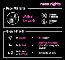 Load image into Gallery viewer, Premium Glow in the Dark Acrylic Paint Set by neon nights – Set of 8 Professional Grade Neon Craft Paints – Long-Lasting Self-Luminous Paint Handcrafted in Germany – 8 x 20 ml / 0.7 fl oz