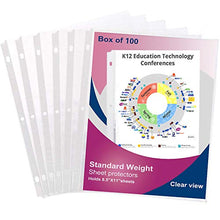Load image into Gallery viewer, Page Protectors 8.5 x 11 Sheet Protectors 100PCS Top Loading Page Protectors fits 3 Ring Binder Plastic Clear-Sheet-Protectors-Page-Protectors for 3 Ring Binders