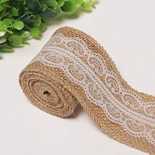 Load image into Gallery viewer, Jute Burlap Rolls Ribbon with White Lace Idea for Burlap Bows Burlap Wreaths Crafts and Rustic Decor
