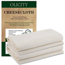 Load image into Gallery viewer, Olicity Cheesecloth, Grade 90, 45 Square Feet, 100% Unbleached Cotton Fabric Ultra Fine Muslin Cloths for Butter, Cooking, Strainer, Baking, Hallowmas Decorations (5 Yards)