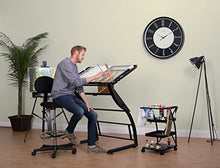 Load image into Gallery viewer, SD STUDIO DESIGNS Triflex Drawing Table, Sit to Stand Up Adjustable Office Home Computer Desk, 35.25" W X 23.5" D, Charcoal Black/Clear Glass