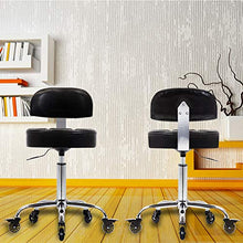 Load image into Gallery viewer, CoVibrant Lockable Stool with Back Ergonomic Rolling Hydraulic Adjustable for Doctor Esthetician Artist Work Small Office Desk (Black Back)