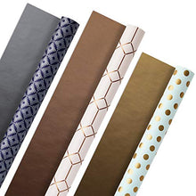 Load image into Gallery viewer, Hallmark All Occasion Reversible Wrapping Paper (Modern Metallics, Pack of 3, 120 sq. ft. ttl.) for Mothers Day, Birthdays, Bridal Showers, Baby Showers, Valentines Day and More