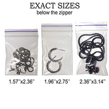 Load image into Gallery viewer, 300 Pcs Small Bags for Jewelry - 2 Mil Clear Reclosable Poly Zipper Bags Sizes 1.5" x 2.3", 2" x 2.7", 2.4" x 3" for Pills, Vitamins