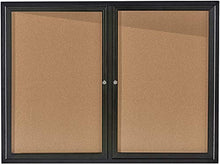 Load image into Gallery viewer, Adir Office Enclosed Bulletin Board - Double Door Locking Cork Board Display Board for Home, School, Office and More. 48"x36" (Black / Cork)