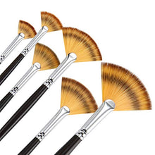 Load image into Gallery viewer, Paint Brush Set Artist Fan Painting Brushes Wood Long Hands for Oil Acrylic Watercolor 3 Pcs
