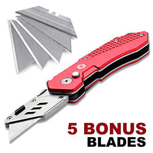 Load image into Gallery viewer, FC Folding Pocket Utility Knife - Heavy Duty Box Cutter with Holster, Quick Change Blades, Lock-Back Design, and Lightweight Aluminum Body