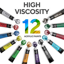 Load image into Gallery viewer, Acrylic Paint Set for Kids, Artists and Adults - 12 Vibrant Colors, 6 Brushes and 3 Paint Canvases - Perfect for Beginners or Professionals