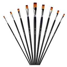 Load image into Gallery viewer, AMAGIC 9Pcs Flat Tipped Brushes with Case for Acrylic Oil Watercolor, Artist Professional Painting Kits with Synthetic Nylon Tips, Long Wood Handle