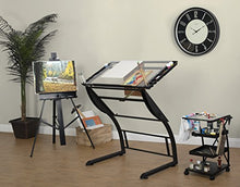 Load image into Gallery viewer, SD STUDIO DESIGNS Triflex Drawing Table, Sit to Stand Up Adjustable Office Home Computer Desk, 35.25" W X 23.5" D, Charcoal Black/Clear Glass