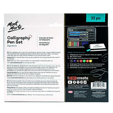 Load image into Gallery viewer, Mont Marte Calligraphy Set, 32 Piece. Includes Calligraphy Pens, Calligraphy Nibs, Ink Cartridges, Introduction Booklet and Exercise Booklet, Packaging May Vary