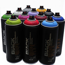 Load image into Gallery viewer, Montana BLACK 400ml Popular Colors Set of 12 Graffiti Street Art Mural Spray Paint