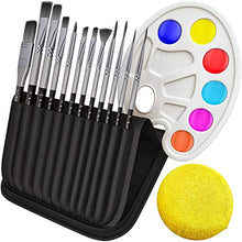 Load image into Gallery viewer, Paint Brushes Set for Acrylic Oil Watercolor, Artist Face and Body Professional Painting Kits with Synthetic Nylon Tips (Black 12 pcs)