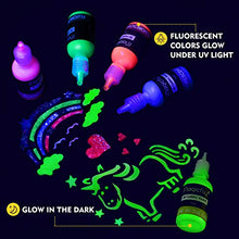 Load image into Gallery viewer, 3D Fabric Paint, Magicfly 40 Colors Permanent Textile Paint with 3 Brushes and Stencils, Permanent Fabric Paint with Fluorescent, Glow in The Dark, Glitter, Metallic Colors for Clothing, T-Shirt, Glas