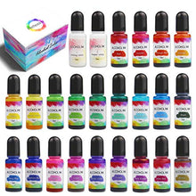 Load image into Gallery viewer, Alcohol Ink Set Resin Dye-24 Bottles Vibrant Colors Alcohol Ink for Resin, Concentrated Fast-Drying Alcohol-Based Ink Resin Pigment for Resin,Petri,Ceramic,Yupo,Fluid Art Painting,Tumbler (0.35oz×24)