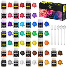 Load image into Gallery viewer, Magicfly 28 Colors Mica Powder, Colorant Paint and Dye for Epoxy Resin, Pigment Powder with 5 Spoons for Soap Making, Lip Gloss, Bath Bomb, Candle Making, Art Craft