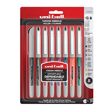 Load image into Gallery viewer, uni-ball Vision Needle Rollerball Pens, Fine Point (0.7mm), Assorted Colors, 8 Count - 1734916