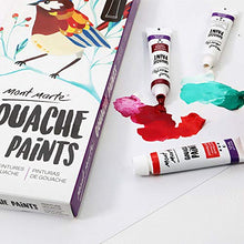 Load image into Gallery viewer, Mont Marte Signature Gouache Paint, 12 x 0.4oz (12ml), Semi-Matte Finish, 12 Colors, Suitable for use with Canvas, Watercolor Paper, Watercolor Paints and Mixed Media