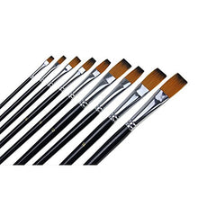 Load image into Gallery viewer, Marrywindix 9pcs Flat Pointed Tip Nylon Hair Acrylic Watercolor Brush Artists Paint Brush Set Black