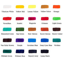 Load image into Gallery viewer, Mont Marte Acrylic Paint Set 24 Colours 36ml, Perfect for Canvas, Wood, Fabric, Leather, Cardboard, Paper, MDF and Crafts