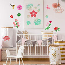 Load image into Gallery viewer, 16 Pieces Flower Stencil Rose Sunflower Stencil Spring Summer Stencil Template Bird Leaf Drawing Template Reusable Painting Stencil and Metal Open Ring for Painting on Wood Wall Decor (6.3 x 6.3 Inch)
