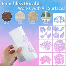 Load image into Gallery viewer, 16 Pieces Flower Stencil Rose Sunflower Stencil Spring Summer Stencil Template Bird Leaf Drawing Template Reusable Painting Stencil and Metal Open Ring for Painting on Wood Wall Decor (6.3 x 6.3 Inch)