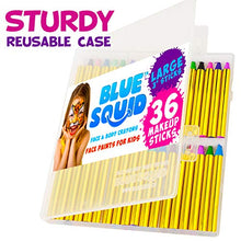 Load image into Gallery viewer, Face Paint Crayons for Kids, Blue Squid 36 Jumbo 3.25" Face & Body Painting Makeup Crayons, Safe for Sensitive Skin, 8 Metallic & 28 Classic Colors, Great for Birthdays & Halloween Makeup