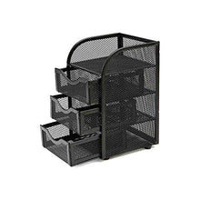 Load image into Gallery viewer, Mind Reader Mini Desk Supplies Office Supplies Organizer, 3 Drawers, 1 Top Shelf, Black
